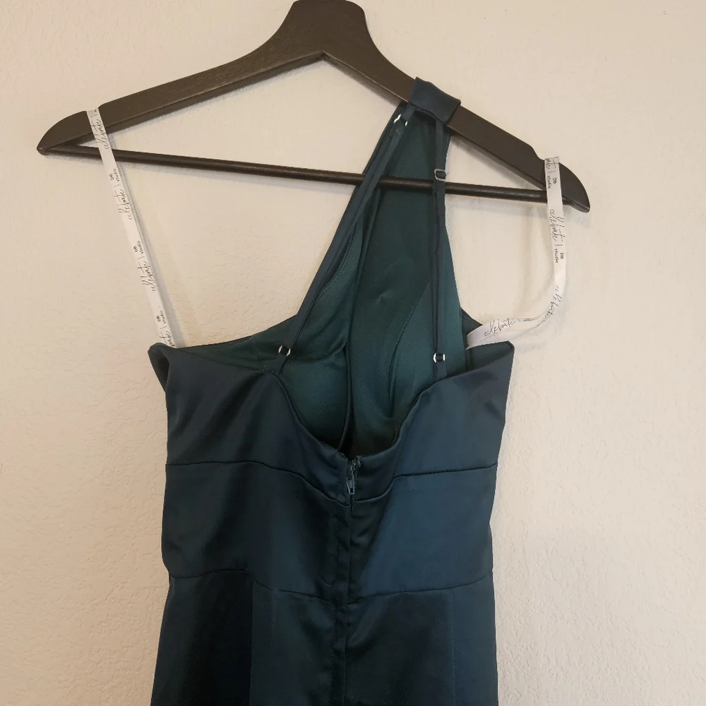 One Shoulder Long Satin Gown - Picture 6 of 8